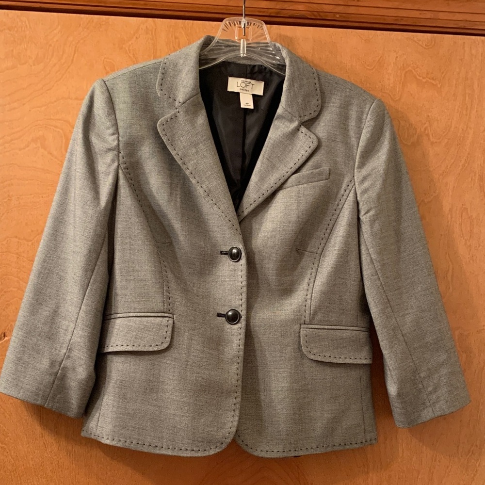 LOFT Gray Women's Blazer with Black Accents
